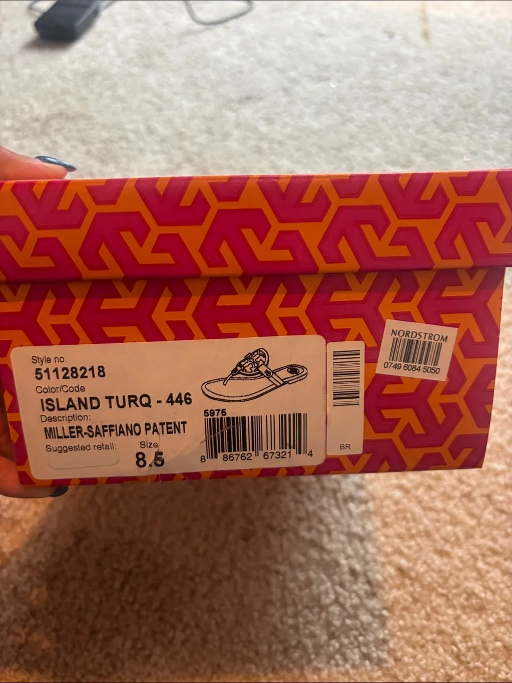 Tory Burch Turquoise Miller Logo Thong Sandals